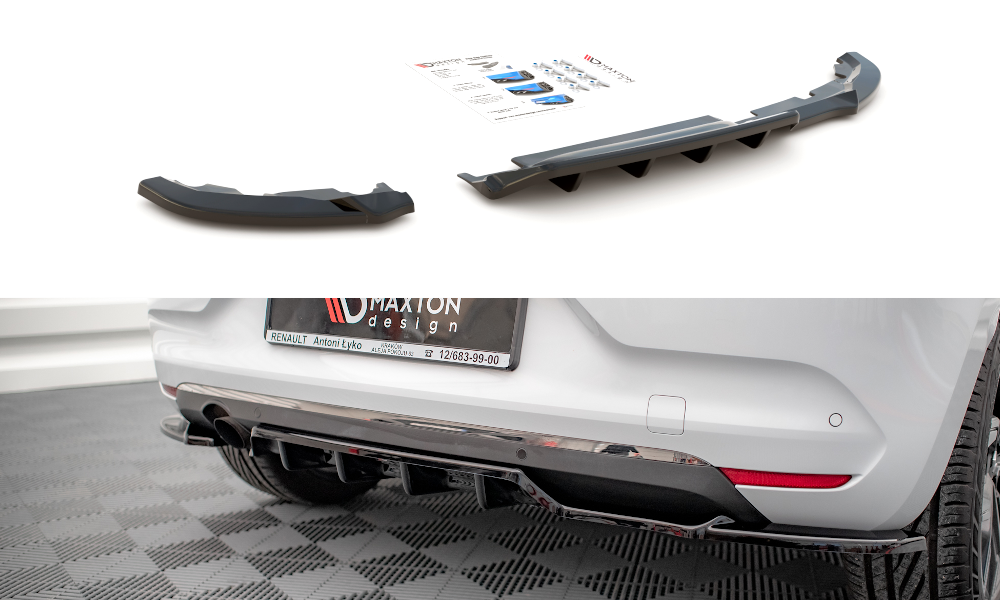 Maxton Design Street+ Mittlerer Diffusor RACE passend für Renault Clio Mk5 schwarz Hochglanz