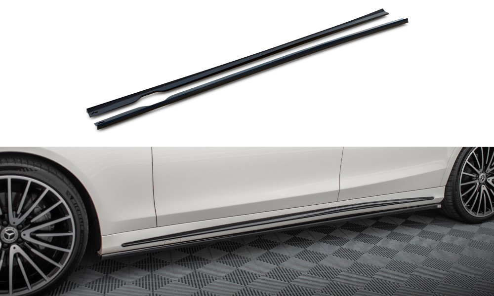Maxton Design Street+ Seitenschweller Leisten passend für Mercedes-Benz S Lang AMG-Line W222 schwarz Hochglanz