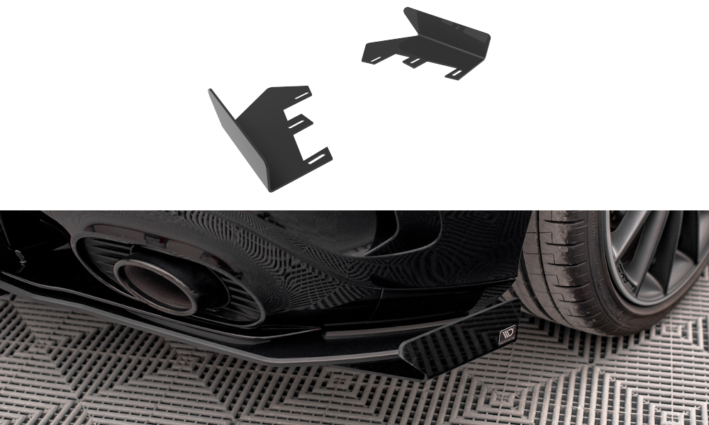 Maxton Design Hintere Seiten Flaps passend für Mercedes A35 AMG Hatchback Aero Pack W177 schwarz Hochglanz