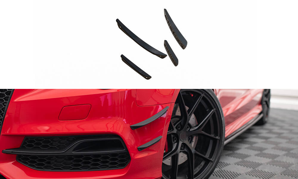 Maxton Design Stoßstangen Flaps Wings vorne Canards passend für Audi S3 / A3 S-Line 8V Limousine / Cabrio