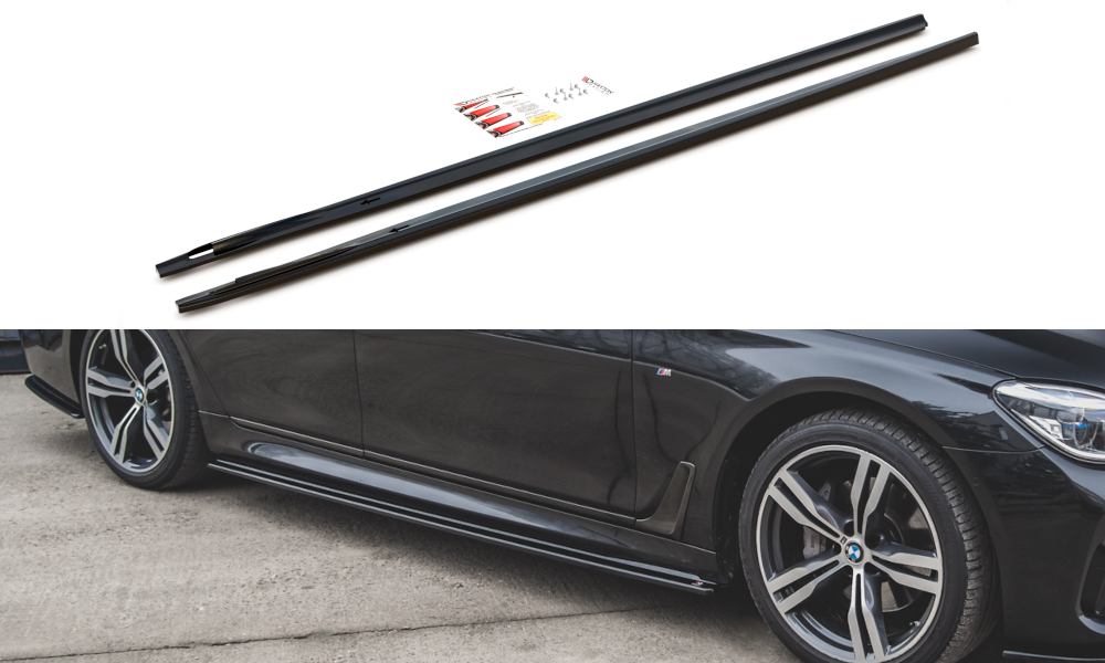 Maxton Design Street+ Seitenschweller Leisten passend für BMW 7 M-Paket G11 schwarz Hochglanz