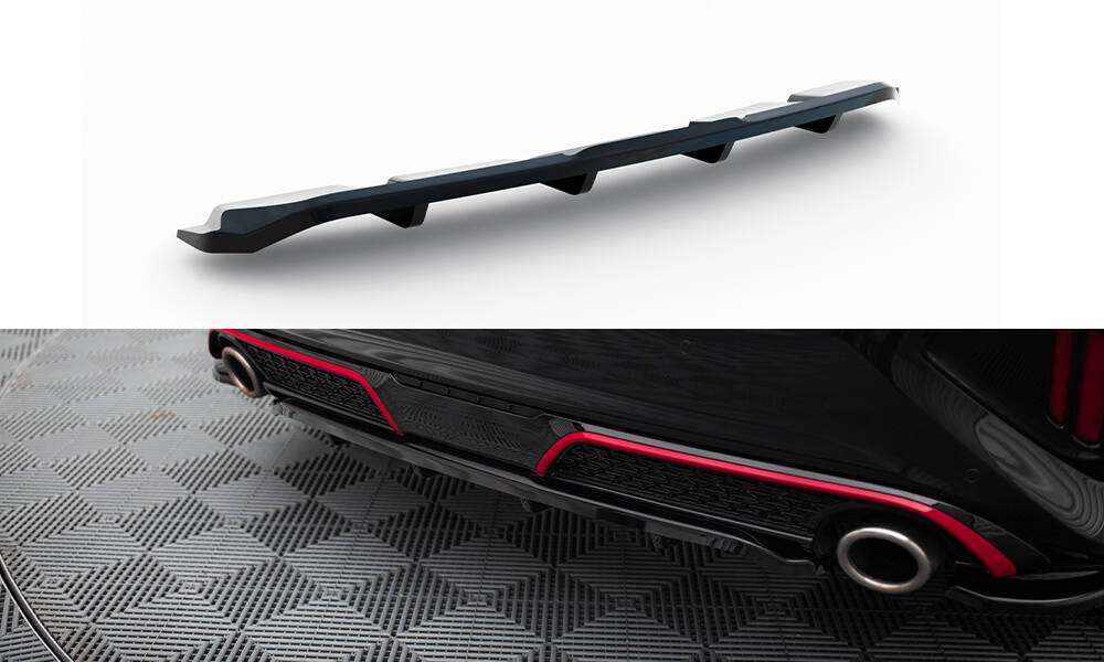 Maxton Design Street+ Mittlerer Diffusor RACE passend für Kia Ceed GT Mk3 Facelift schwarz Hochglanz