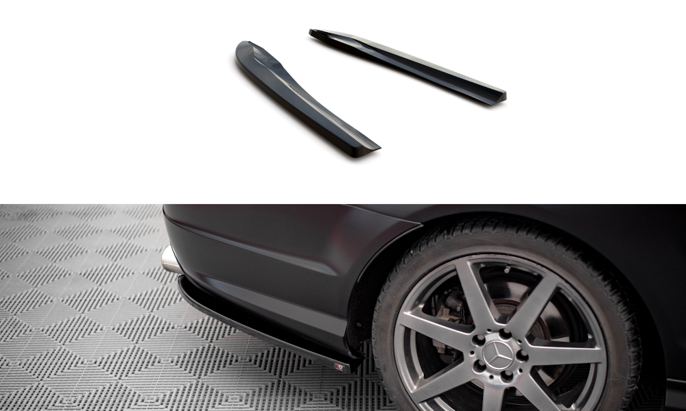 Maxton Design Heck Ansatz Flaps Diffusor passend für Mercedes-Benz C Coupe / Limousine / Kombi AMG-Line C204 / W204 Facelift / S204 Facelift schwarz Hochglanz
