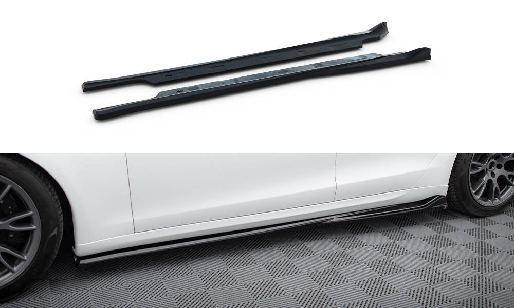 Maxton Design Street+ Seitenschweller Leisten passend für V.1 passend für Tesla Model S Plaid Mk1 Facelift schwarz Hochglanz