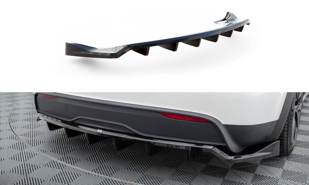 Maxton Design Street+ Mittlerer Diffusor RACE passend für Tesla Model X Mk1 Facelift schwarz Hochglanz