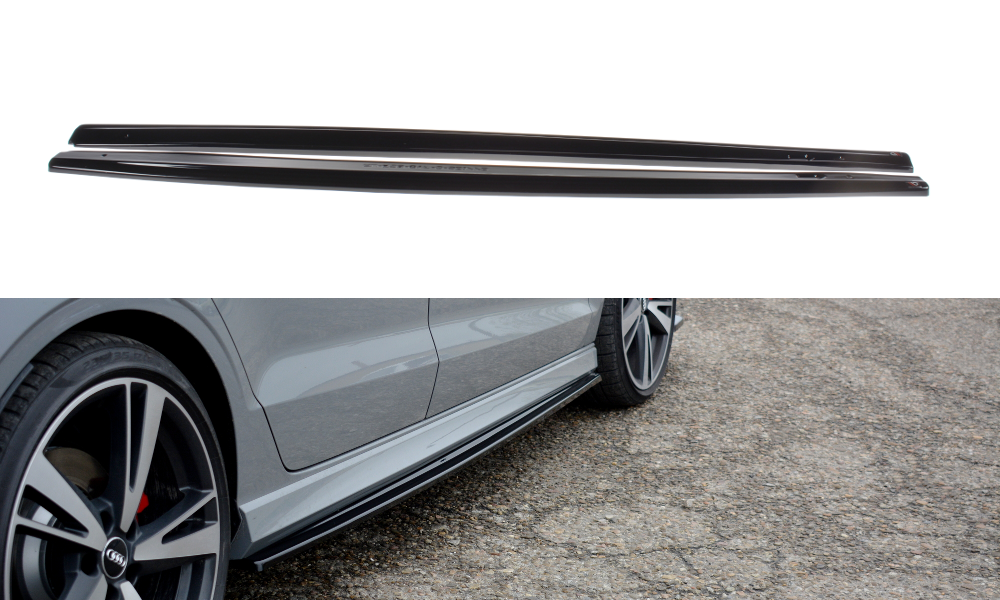 Maxton Design Street+ Seitenschweller Leisten passend für Audi RS3 Limousine 8V Facelift schwarz Hochglanz