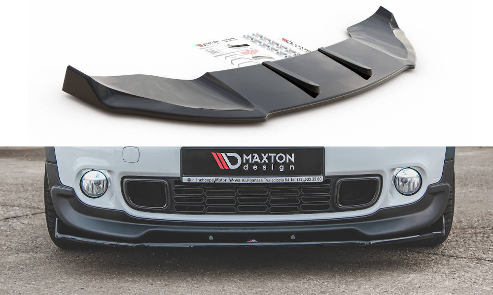 Maxton Design Street+ Spoilerlippe Front Ansatz passend für Mini Countryman Mk1 JCW schwarz Hochglanz