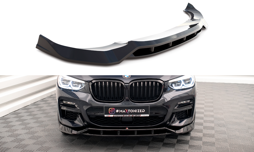 Maxton Design Street+ Spoilerlippe Front Ansatz V.2 passend für BMW X3 M40d / M40i / M-Paket G01 schwarz Hochglanz