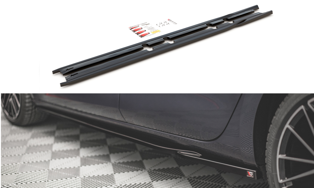 Maxton Design Street+ Seitenschweller Leisten passend für V.1 passend für Seat Leon FR ST / Hatchback Mk4 / Cupra Leon ST / Hatchback Mk1 / Mk1 Facelift schwarz Hochglanz