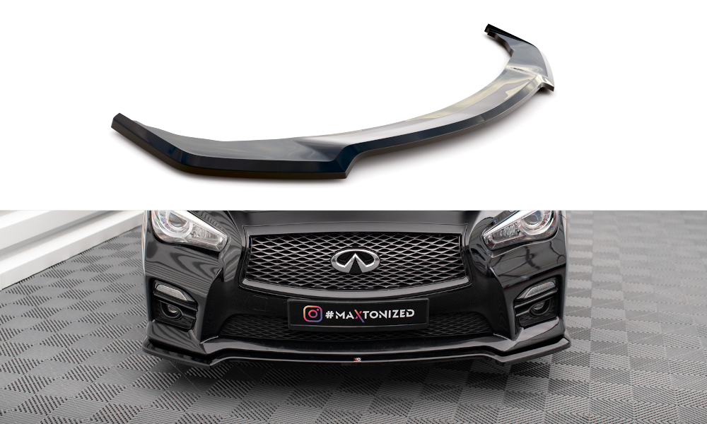 Maxton Design Street+ Spoilerlippe Front Ansatz V.1 passend für Infiniti Q50 S Mk1 schwarz Hochglanz