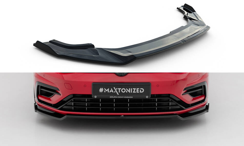 Maxton Design Street+ Spoilerlippe Front Ansatz V.2 passend für VW Golf R / R-Line Mk7 Facelift schwarz Hochglanz