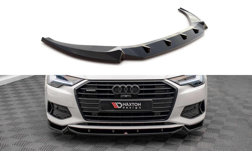 Maxton Design Street+ Spoilerlippe Front Ansatz V.2 passend für Audi A6 C8 schwarz Hochglanz