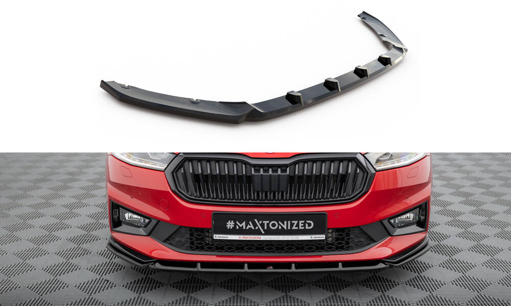 Maxton Design Street+ Spoilerlippe Front Ansatz passend für Skoda Fabia Monte Carlo Mk4 schwarz Hochglanz