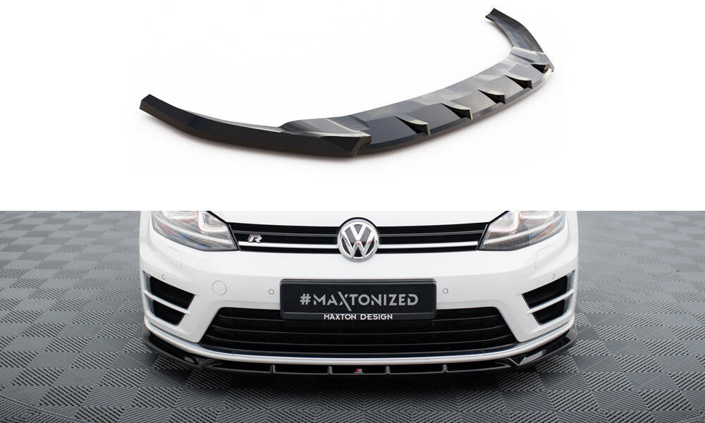 Maxton Design Street+ Spoilerlippe Front Ansatz V.5 passend für VW Golf R / R-Line Mk7 schwarz Hochglanz