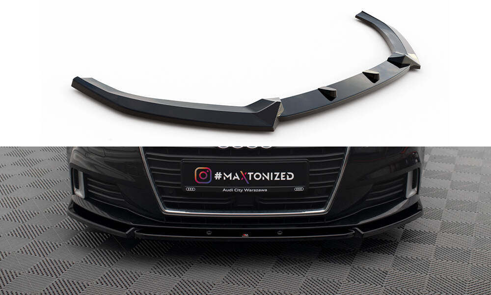 Maxton Design Street+ Spoilerlippe Front Ansatz V.1 passend für Audi A3 Sportback 8V Facelift schwarz Hochglanz