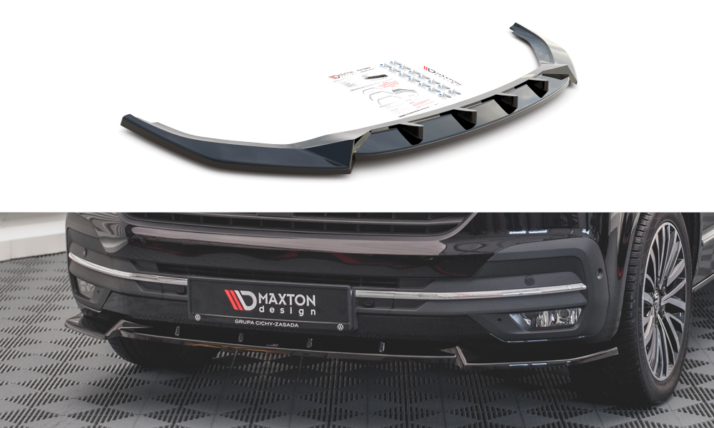 Maxton Design Street+ Spoilerlippe Front Ansatz V.1 passend für VW T6.1 schwarz Hochglanz