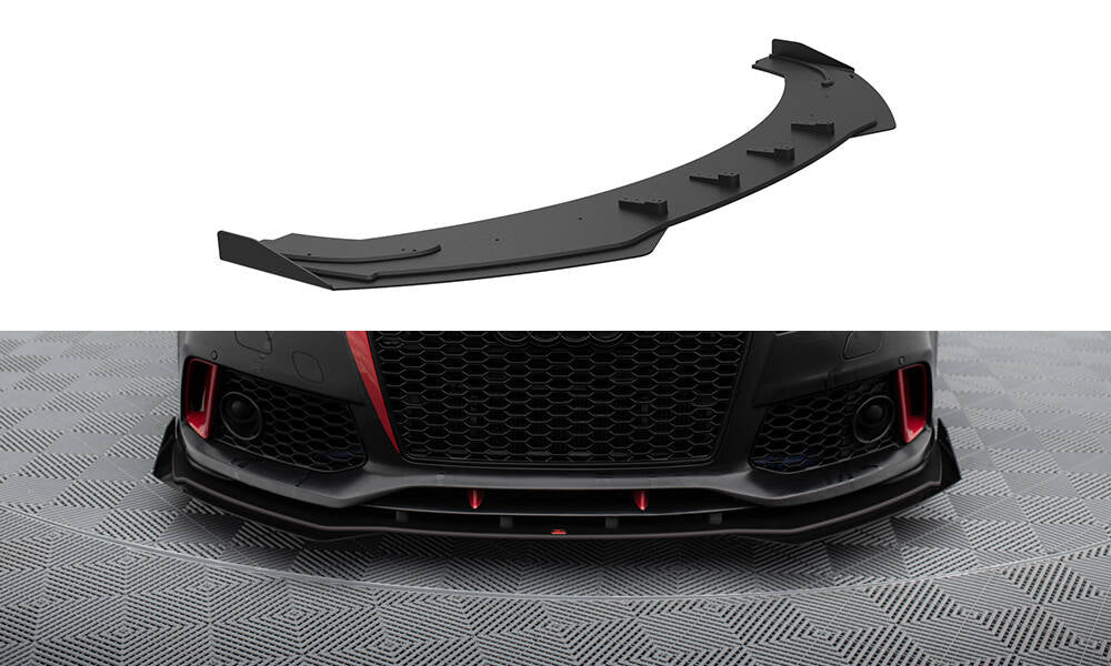 Maxton Design Street Pro Street+ Spoilerlippe Front Ansatz + Flaps passend für Audi A7 RS7 Look C7 schwarz Hochglanz