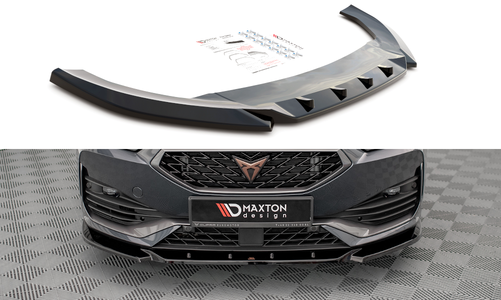 Maxton Design Street+ Spoilerlippe Front Ansatz V.3 passend für Cupra Leon Mk1 schwarz Hochglanz