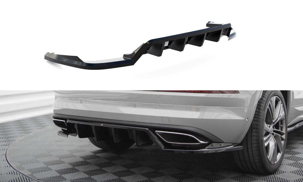 Maxton Design Street+ Mittlerer Diffusor RACE passend für Skoda Kodiaq RS Mk1 / Mk1 Facelift schwarz Hochglanz