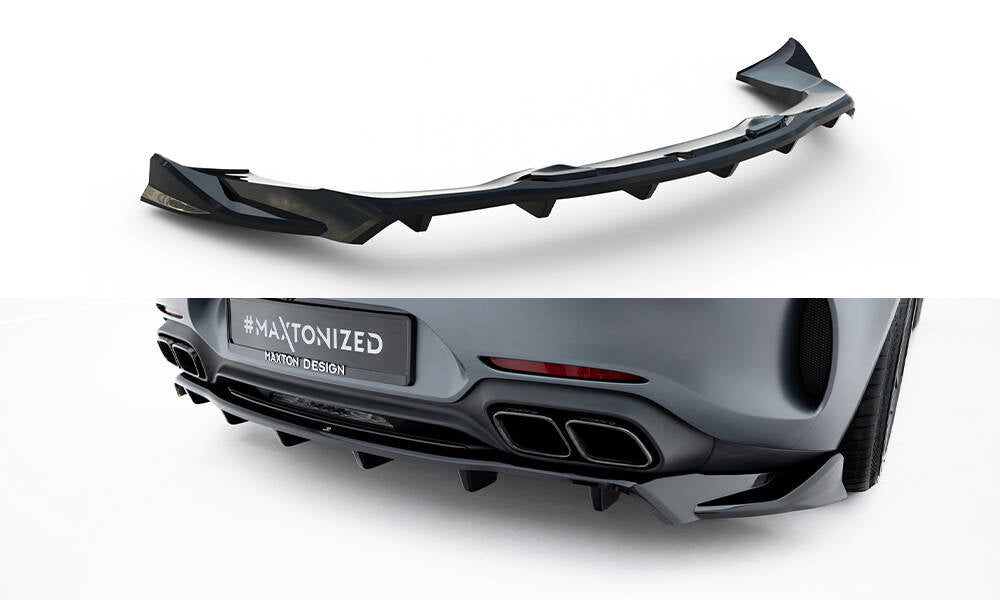 Maxton Design Street+ Mittlerer Diffusor RACE passend für Mercedes-AMG GT C C190 Facelift schwarz Hochglanz