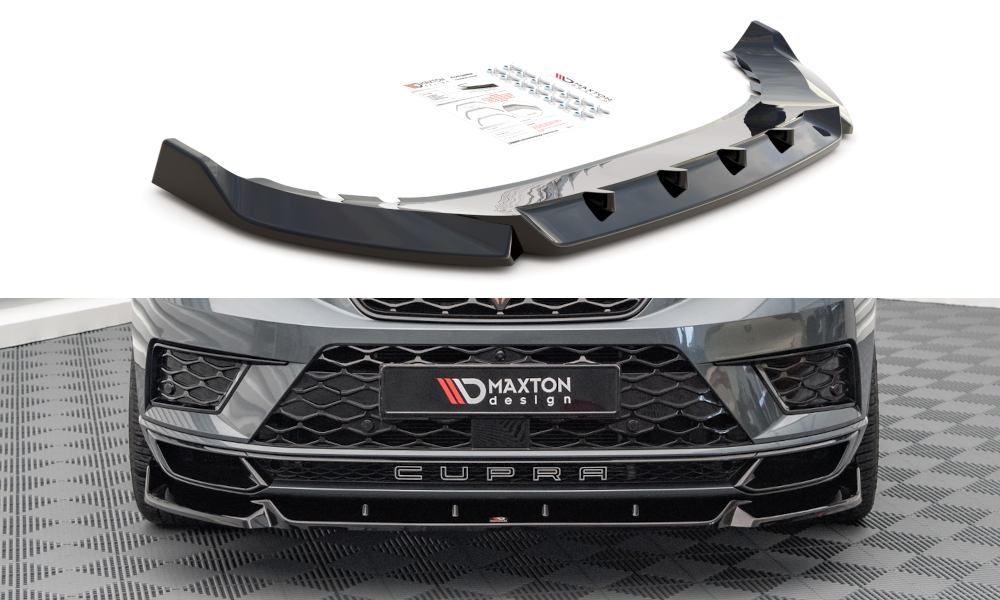 Maxton Design Street+ Spoilerlippe Front Ansatz V.1 passend für Cupra Ateca Mk1 schwarz Hochglanz