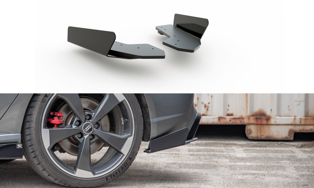 Maxton Design Street Pro Heck Ansatz Flaps Diffusor + Flaps passend für Audi RS3 8V Sportback schwarz Hochglanz
