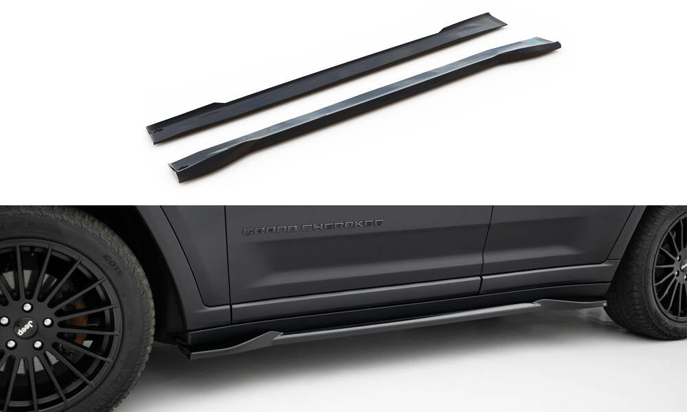 Maxton Design Street+ Seitenschweller Leisten passend für Jeep Grand Cherokee Trailhawk Mk5 schwarz Hochglanz