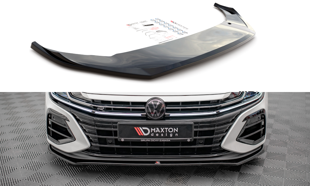 Maxton Design Street+ Spoilerlippe Front Ansatz V.3 passend für VW Arteon R Limousine / Shooting Brake Mk1 Facelift schwarz Hochglanz