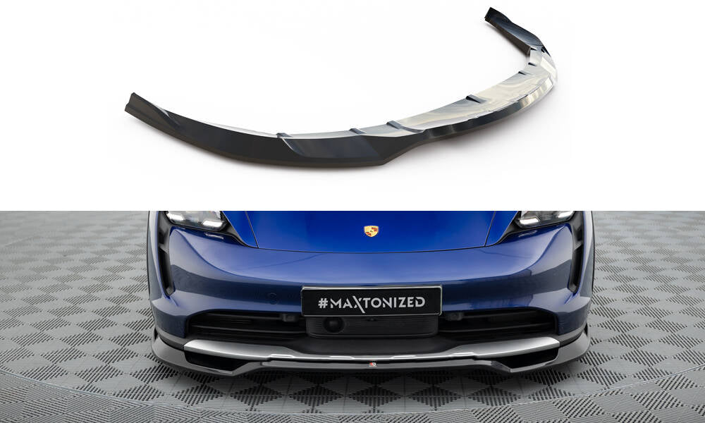 Maxton Design Street+ Spoilerlippe Front Ansatz passend für Porsche Taycan Cross Turismo 4S schwarz Hochglanz