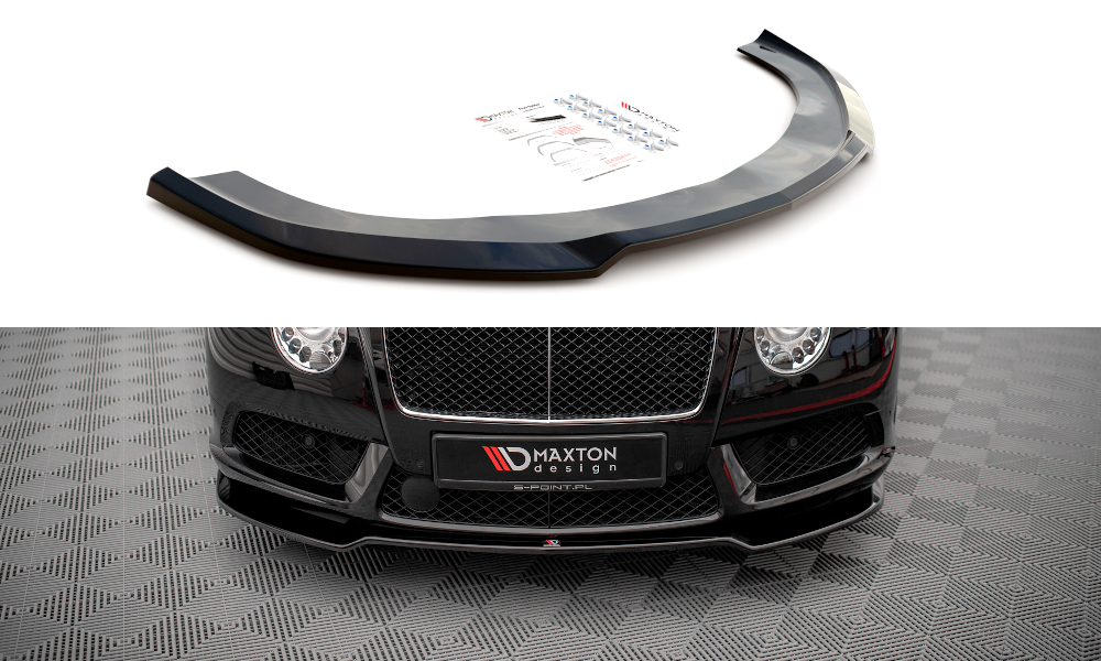 Maxton Design Street+ Spoilerlippe Front Ansatz V.1 passend für Bentley Continental GT V8 S Mk2 schwarz Hochglanz