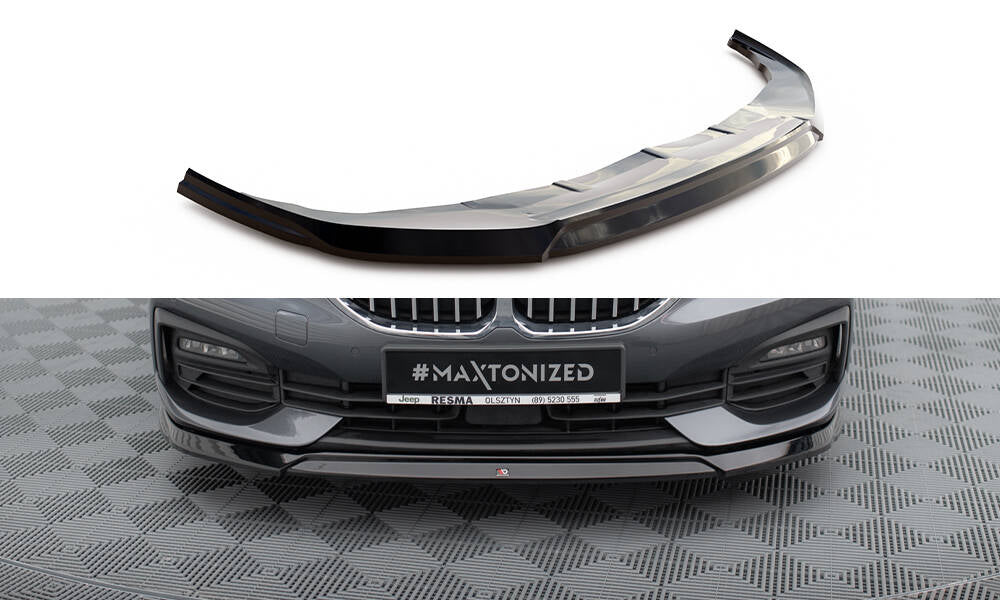 Maxton Design Street+ Spoilerlippe Front Ansatz V.2 passend für BMW 1er F40 schwarz Hochglanz