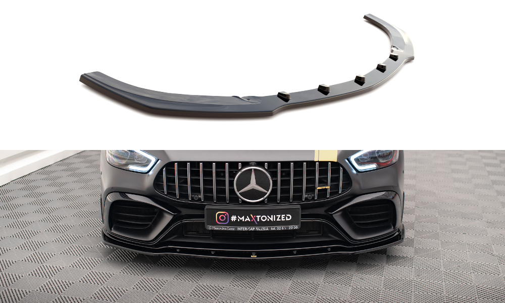 Maxton Design Street+ Spoilerlippe Front Ansatz V.2 passend für Mercedes-AMG GT 63S 4 Door Coupe Aero X290 schwarz Hochglanz