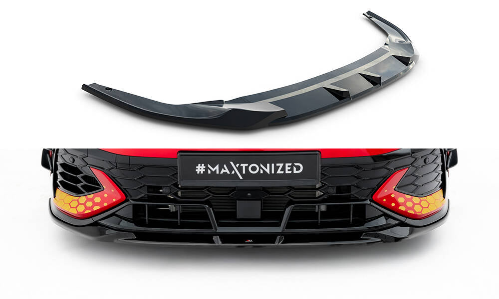 Maxton Design Street+ Spoilerlippe Front Ansatz V.1 passend für VW Golf GTI Clubsport Mk8 Facelift schwarz Hochglanz