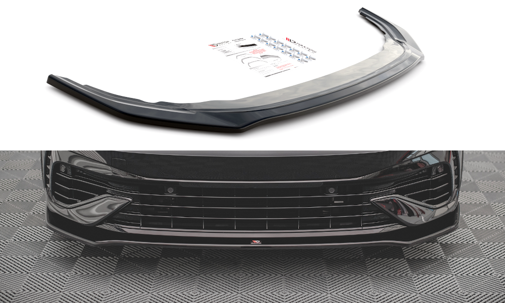 Maxton Design Street+ Spoilerlippe Front Ansatz V.3 passend für VW Golf R Hatchback / Variant Mk8 schwarz Hochglanz