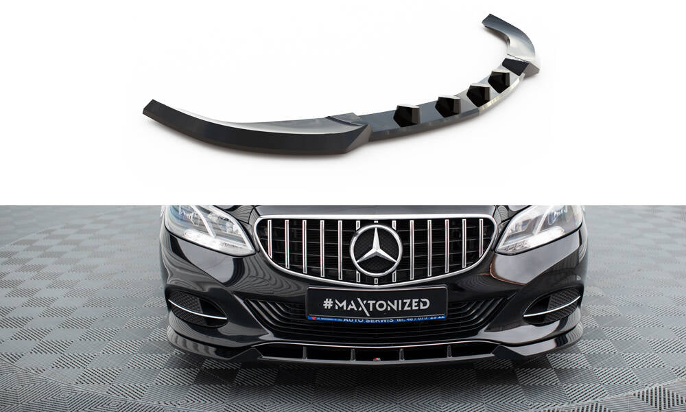 Maxton Design Street+ Spoilerlippe Front Ansatz passend für Mercedes-Benz E W212 Facelift schwarz Hochglanz