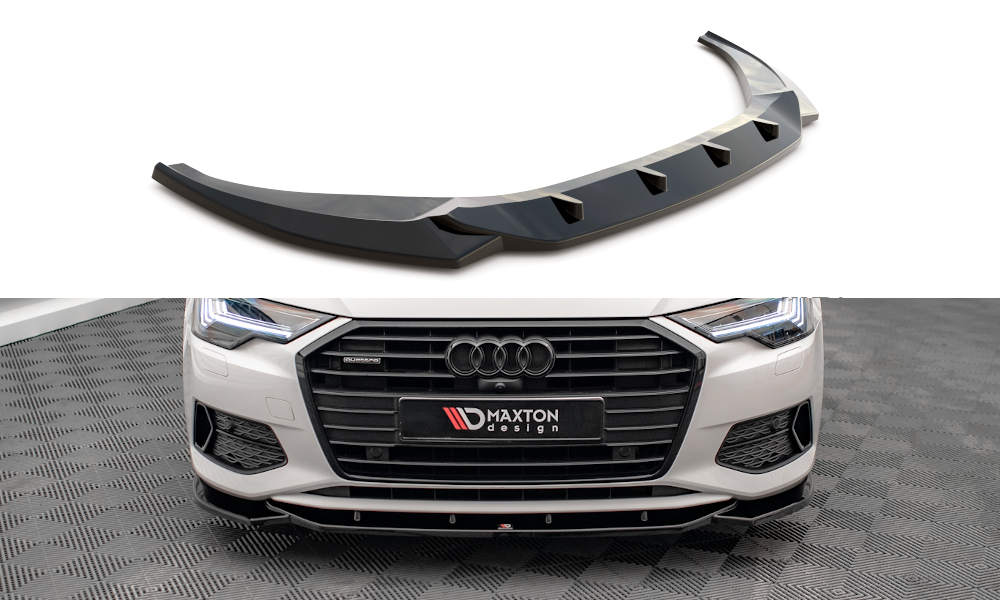 Maxton Design Street+ Spoilerlippe Front Ansatz V.1 passend für Audi A6 C8 schwarz Hochglanz