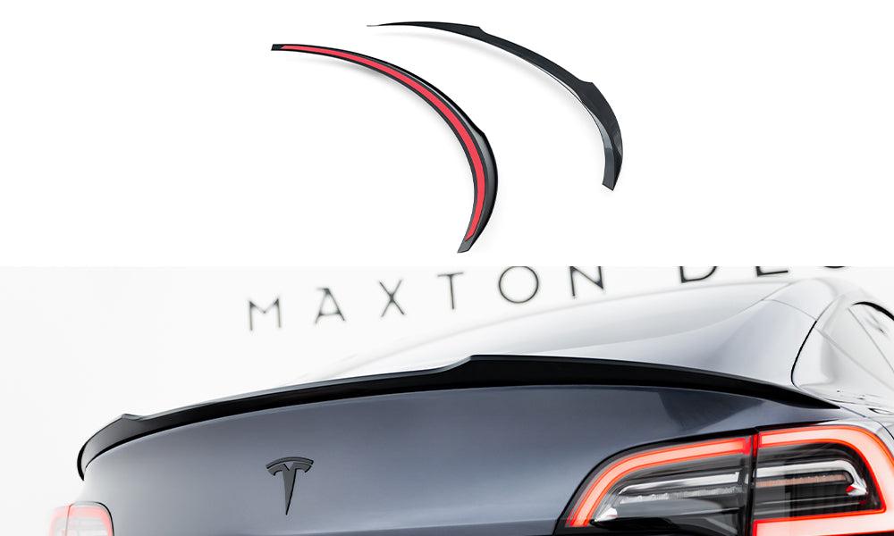 Maxton Design Spoiler CAP passend für Tesla Model 3 schwarz Hochglanz