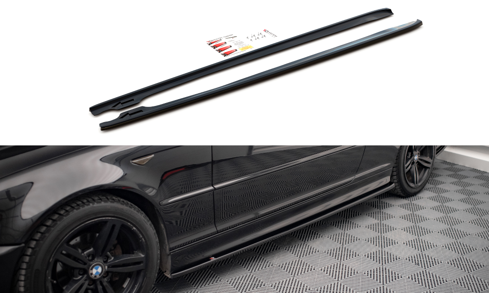 Maxton Design Street+ Seitenschweller Leisten V.2 passend für BMW 3er Coupe M-Paket E46 schwarz Hochglanz