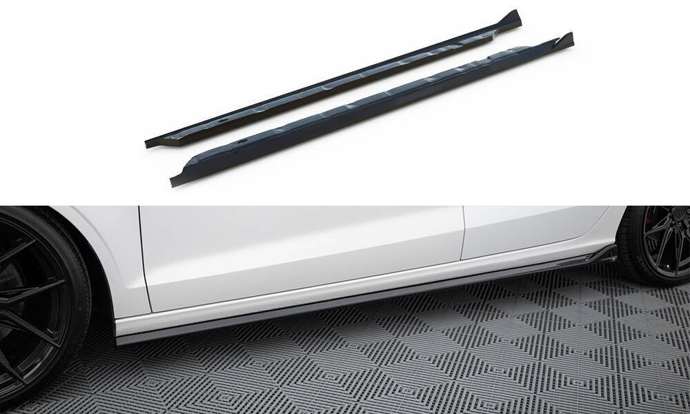 Maxton Design Street+ Seitenschweller Leisten passend für Audi A3 Limousine 8V schwarz Hochglanz
