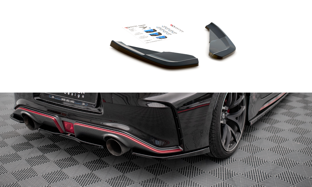 Maxton Design Heck Ansatz Flaps Diffusor passend für Nissan 370Z Nismo Facelift schwarz Hochglanz