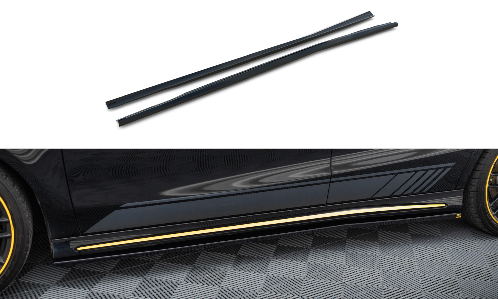 Maxton Design Street+ Seitenschweller Leisten passend für Mercedes-AMG CLA 45 C117 Facelift schwarz Hochglanz