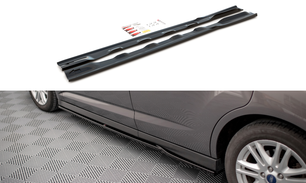 Maxton Design Street+ Seitenschweller Leisten passend für Ford C-Max Mk2 schwarz Hochglanz