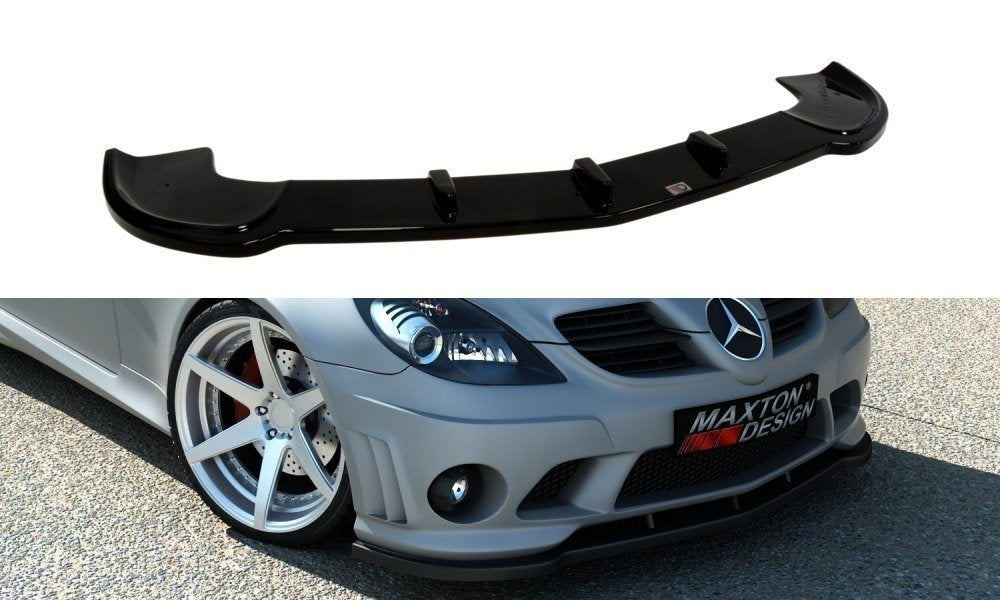 Maxton Design Street+ Spoilerlippe Front Ansatz passend für MERCEDES SLK R171 (FÜR ME-SLK-R171-AMG204-F1) schwarz Hochglanz