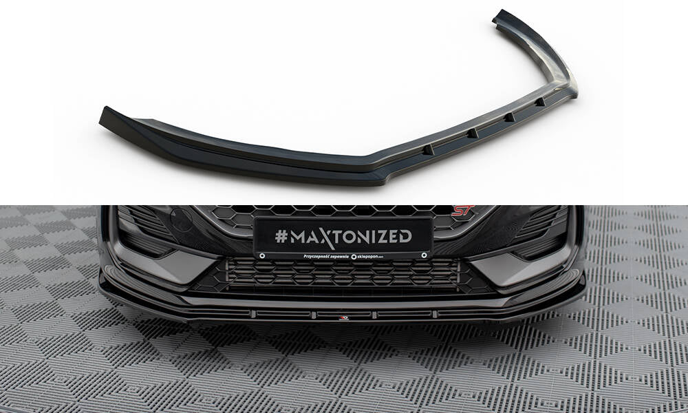 Maxton Design Street+ Spoilerlippe Front Ansatz V.2 passend für Ford Fiesta ST / ST-line Mk8 Facelift schwarz Hochglanz