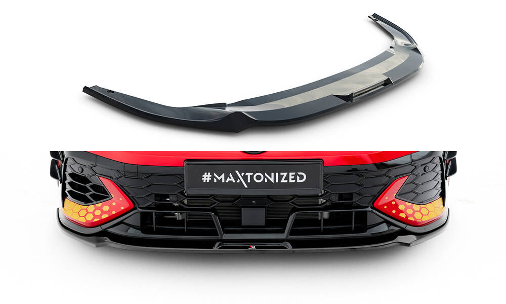 Maxton Design Street+ Spoilerlippe Front Ansatz V.3 passend für VW Golf GTI Clubsport Mk8 Facelift schwarz Hochglanz