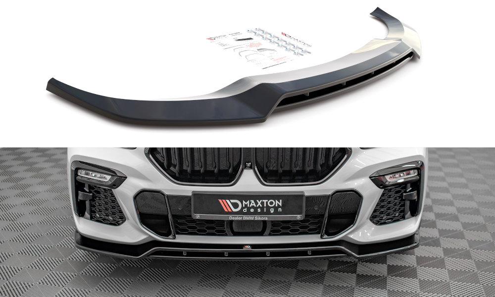 Maxton Design Street+ Spoilerlippe Front Ansatz V.2 passend für BMW X6 M-Paket G06 schwarz Hochglanz