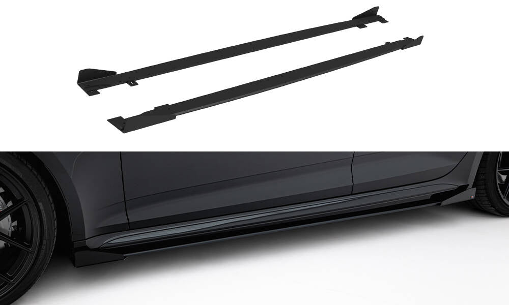 Maxton Design Street Pro Street+ Seitenschweller Leisten + Flaps passend für Audi RS5 Sportback F5 schwarz Hochglanz