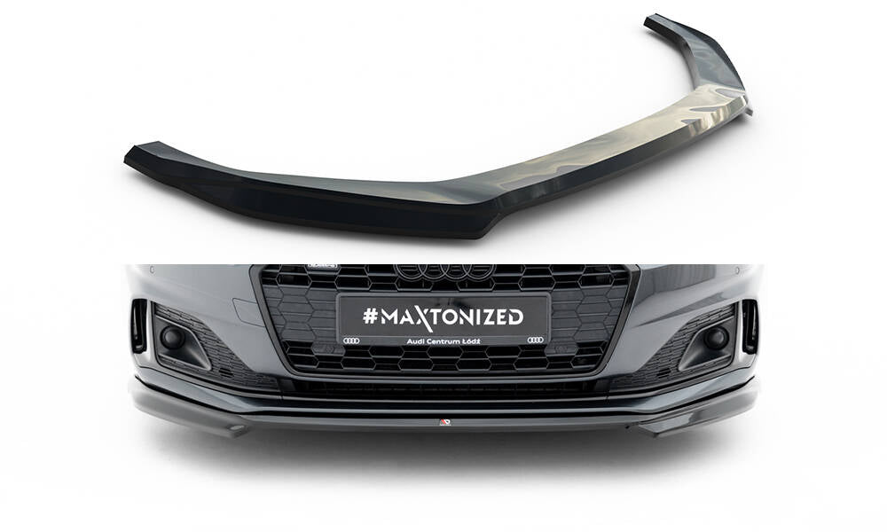 Maxton Design Street+ Spoilerlippe Front Ansatz passend für V.1 Audi A5 F5 Facelift schwarz Hochglanz
