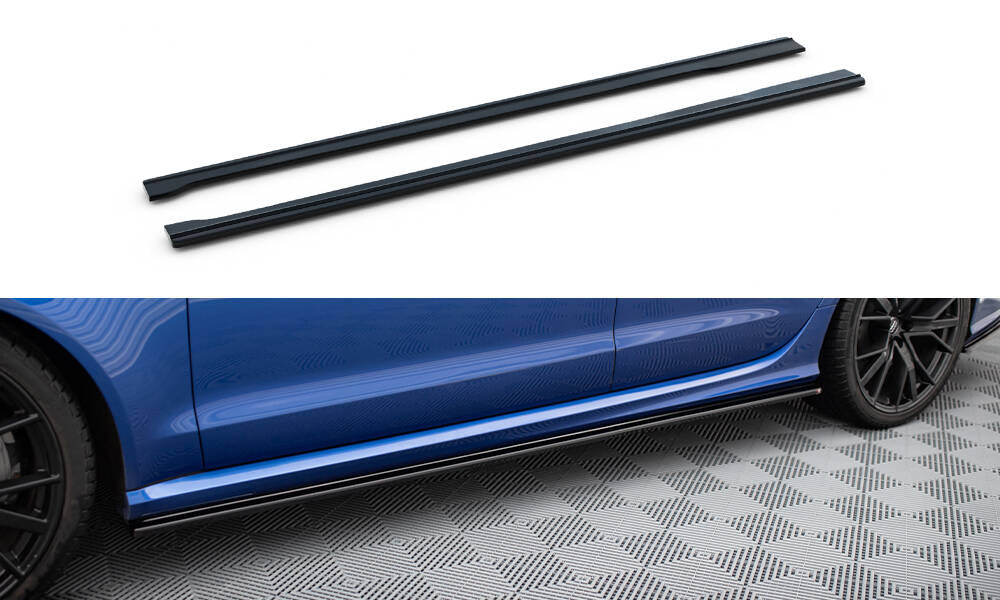 Maxton Design Street+ Seitenschweller Leisten passend für V.1 passend für Audi RS6 C7 / C7 Facelift schwarz Hochglanz