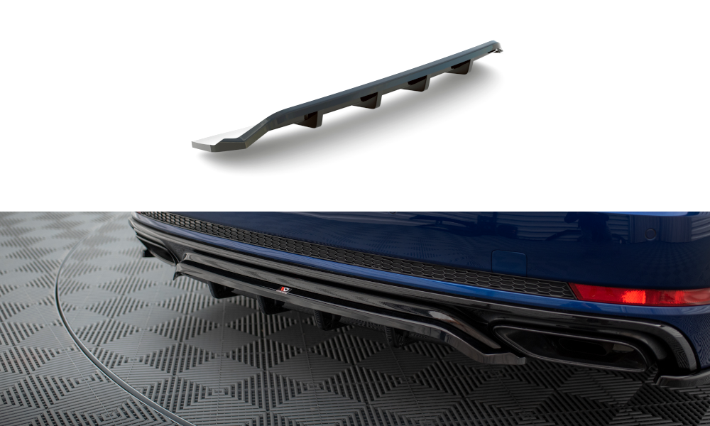 Maxton Design Street+ Mittlerer Diffusor RACE passend für Audi A4 Competition B9 schwarz Hochglanz